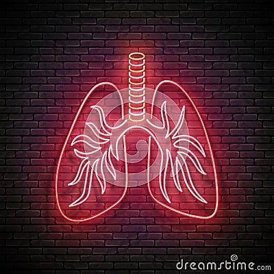 Glow Healthy Lungs, Human Respiratory System Vector Illustration