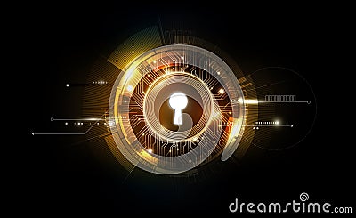 Glow keyhole abstract futuristic technology background with light and shiny, key of success solution, business concept, vector Vector Illustration
