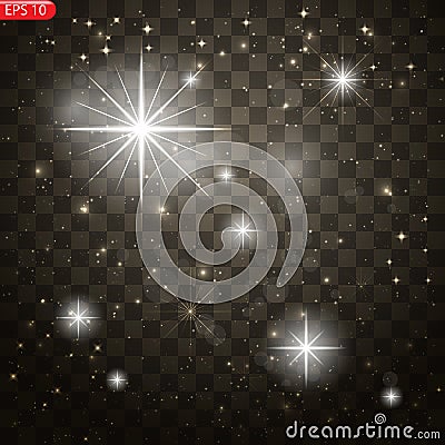 Glow light effect. Star burst with sparkles Vector Illustration