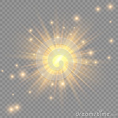 Glow light effect. Star burst with sparkles. Sun. Vector illustration. Vector Illustration
