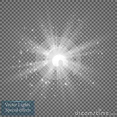 Glow light effect. Star burst with sparkles. Vector illustration. Sun Vector Illustration