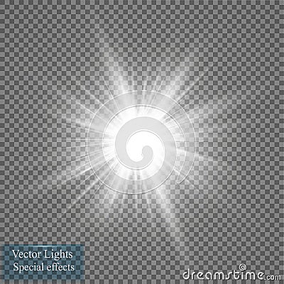 Glow light effect. Star burst with sparkles. Vector illustration. Sun Vector Illustration