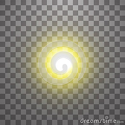 Glow light effect. Starburst with sparkles on transparent background. Vector illustration. Sun Vector Illustration