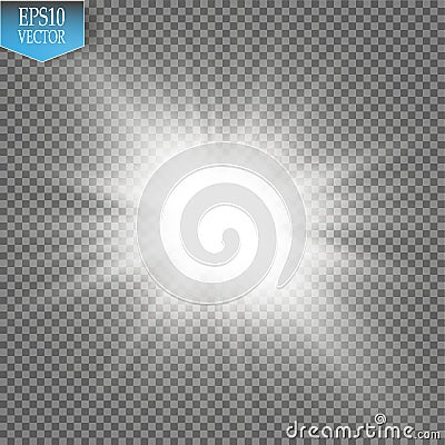 Glow light effect. Starburst with sparkles on transparent background. Vector illustration. Vector Illustration