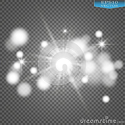 Glow light effect. Starburst with sparkles on transparent background. Vector illustration. Vector Illustration