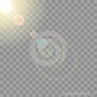 Glow light effect. sunlight. Sunshine Light Effect with Copy Space. Gold Warm Sun Rays with Transparency. Realistic Holy Sunlight Stock Photo