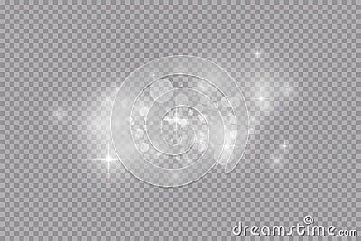 Glow light effect. Vector illustration. Christmas flash dust. White sparks and glitter special light effect. Vector Vector Illustration