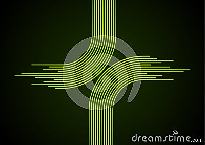 Glow neon green minimal curved lines abstract tech background Stock Photo