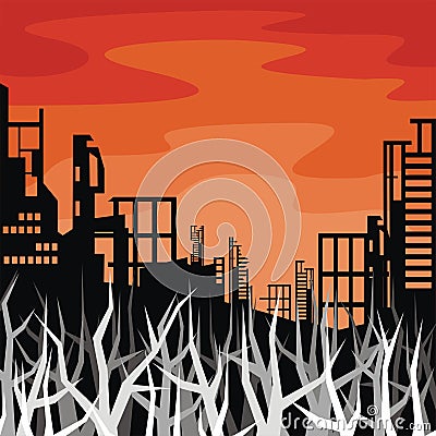 Glow over the city Vector Illustration
