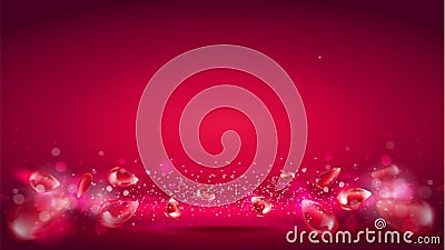 Glow wave or light aura on red bokeh background. Abstract decorative elements for design uses. Bright radial effect with Vector Illustration