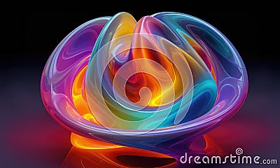 Glowing Abstract Glass Rainbow Object Stock Photo