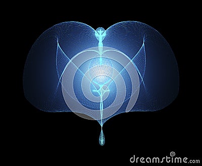 Glowing Angel With Open Wings Rising On Black Background. Concept For Religious Logo Stock Photo