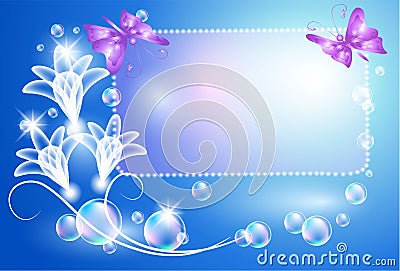 Glowing background with transparent flowers Vector Illustration