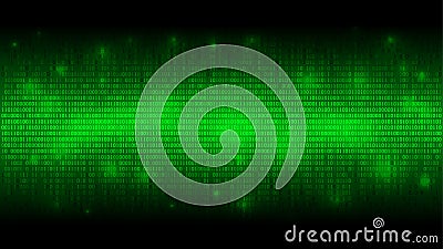 Glowing binary code, matrix green abstract background, cloud of big data, stream of information Vector Illustration