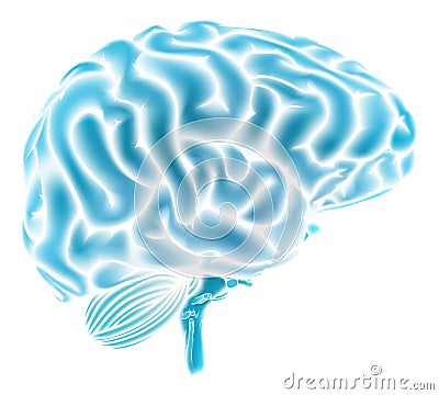 Glowing blue brain concept Vector Illustration