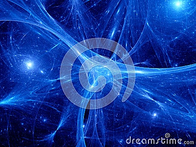 Glowing blue synapses in space Stock Photo