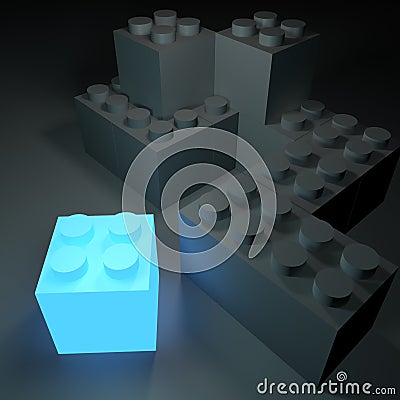 Glowing Building Block Stock Photo