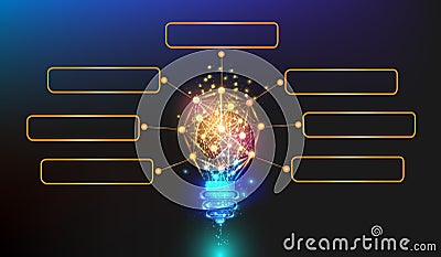 Glowing bulb ideas infographic design organization chart Vector Illustration