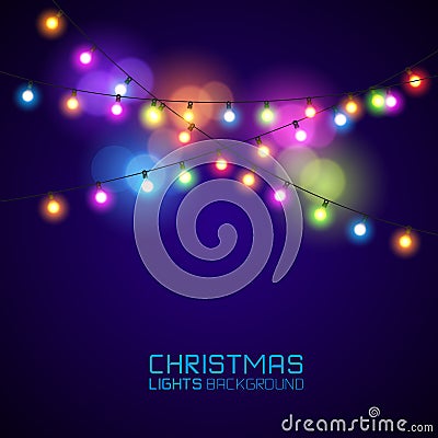 Glowing Christmas Lights Vector Illustration