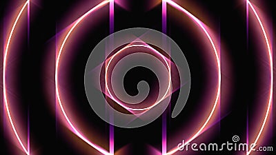Glowing circle frames widen and moving fast one by one, seamless loop, energy concept. Animation. Red neon round shapes Stock Photo
