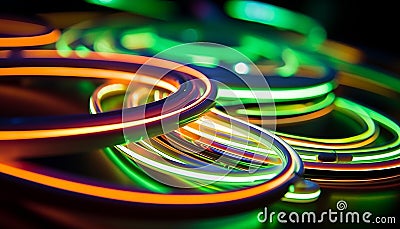 Glowing circle spins, illuminating vibrant nightclub generated by AI Stock Photo