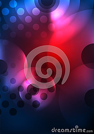 Glowing circles in the dark Vector Illustration