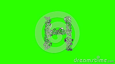 glowing clear brilliants letter H on green screen, isolated - object 3D rendering Stock Photo