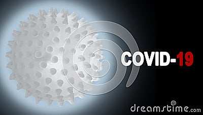 Glowing Covid-19 Coronavirus Cell Against Black Background Stock Photo