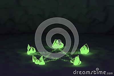 Glowing crystal pentacle magical symbol Stock Photo