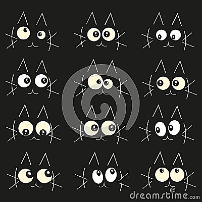 Glowing in the dark cats eyes vector illustration background Vector Illustration