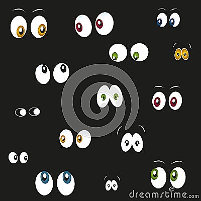 Glowing in the dark colorful eyes vector Vector Illustration