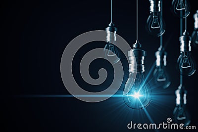Glowing decorative lamp and many light lamps Stock Photo