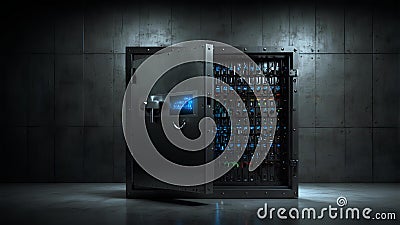 A glowing digital vault with secure data encryption Stock Photo