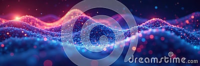 Glowing digital wave surging through vast dataset , code, progress, internet of things Stock Photo