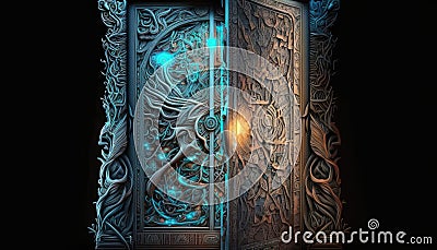 The Glowing Door of Magic. Generative AI Stock Photo