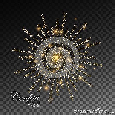 Glowing explode of sparkling particles. Vector Illustration