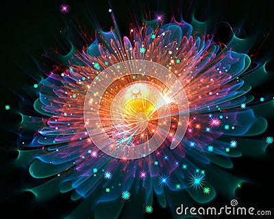 Glowing fractal background flower Stock Photo