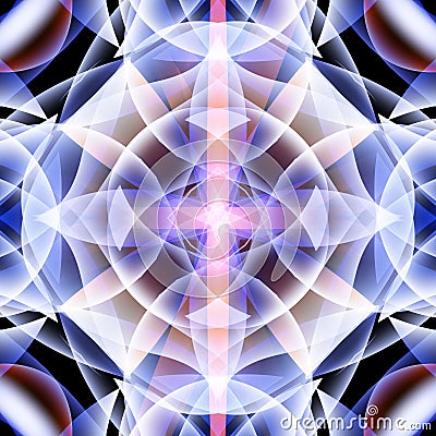 Glowing fractals vector 3d seamless pattern. Shiny ornamental geometric background. Abstract illuminated shapes, lines. Multicolor Vector Illustration