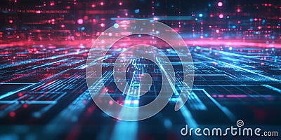 A glowing futuristic AI-powered multi-dimensional quantum sensor array, featuring cybernetic Stock Photo