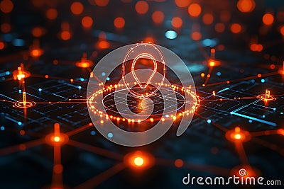Futuristic Location Icon in Digital Network - Technology Concept for Navigation Design Generative AI Stock Photo