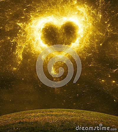 Glowing galaxy scenery the shape of love Stock Photo