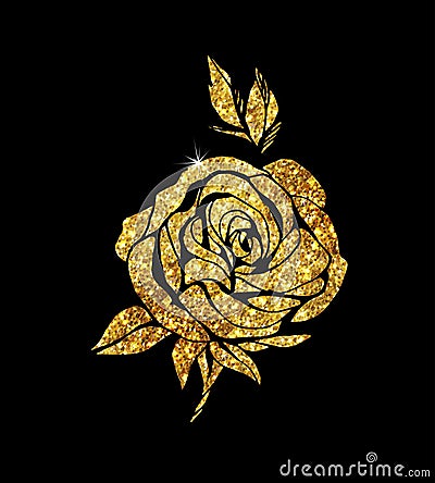 Glowing golden rose Vector Illustration