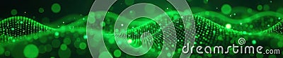 Glowing green digital wave surging across complex data matrix, data stream, digital Stock Photo