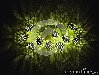 Glowing green lights garland Islamic holidays decoration Ramadan Stock Photo