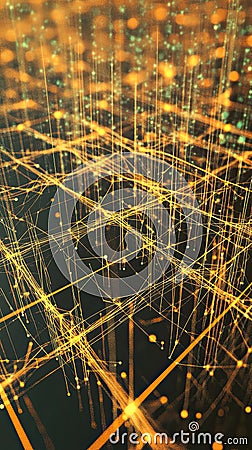 Glowing Grid Lines Create an Illusion of Depth on a Dark Canvas During a Futuristic Event Stock Photo