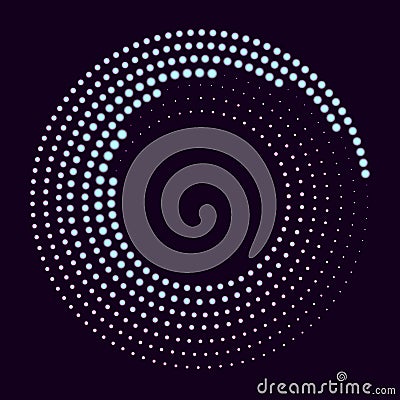 Glowing halftone dots circle. Abstract neon lights background for your design Cartoon Illustration