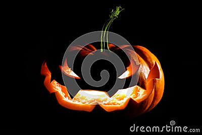 Glowing Halloween jack o' lantern Stock Photo