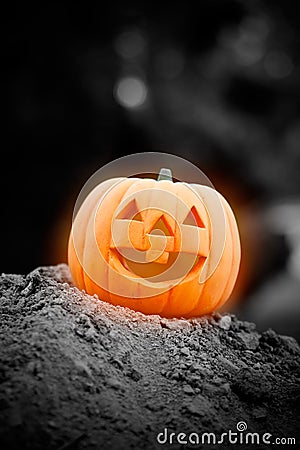 Glowing halloween pumpkin Stock Photo