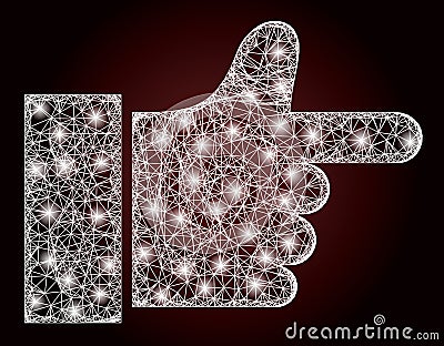 Glowing Hatched Mesh Index Finger with Glare Spots Vector Illustration