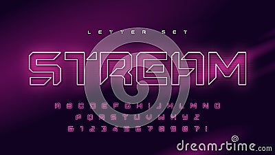 Glowing holographic uppercase letter set, vector alphabet, typography Vector Illustration
